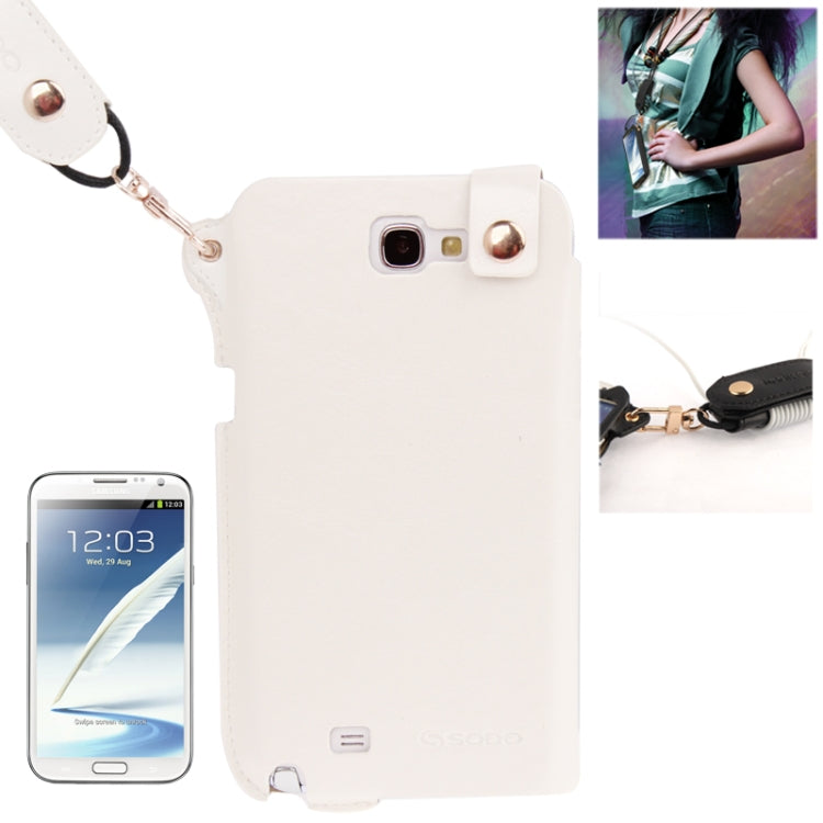 Crazy Horse Texture Touch Screen Vertical Style Leather Case with Lanyard & Earphone Winder for Galaxy Note II / N7100