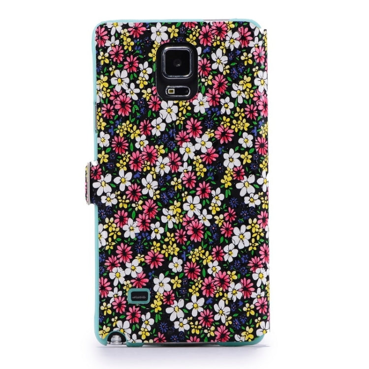 Floral Flower Pattern Leather Case with Holder & Call Display for Galaxy Note 4 / N910