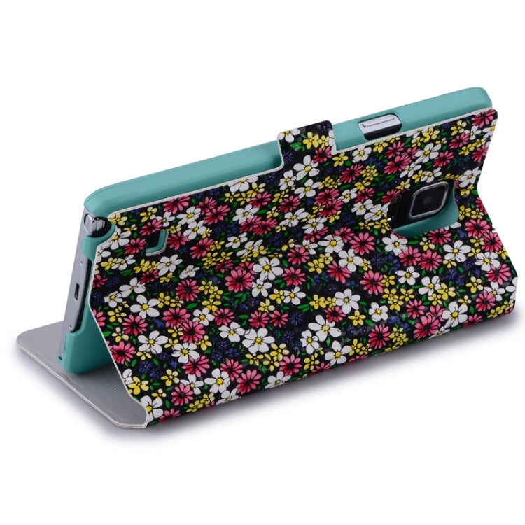 Floral Flower Pattern Leather Case with Holder & Call Display for Galaxy Note 4 / N910