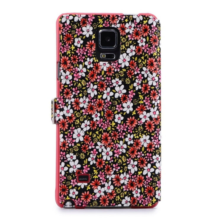 Floral Flower Pattern Leather Case with Holder & Call Display for Galaxy Note 4 / N910