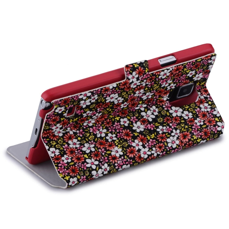 Floral Flower Pattern Leather Case with Holder & Call Display for Galaxy Note 4 / N910