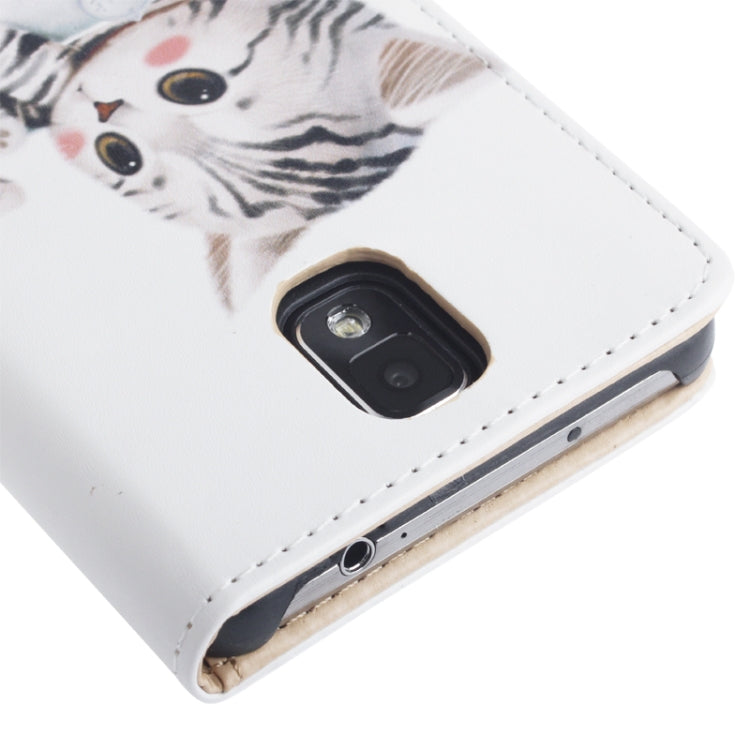 Lovely Cat Pattern Horizontal Flip Leather Case with Credit Card Slot for Galaxy Note III / N9000