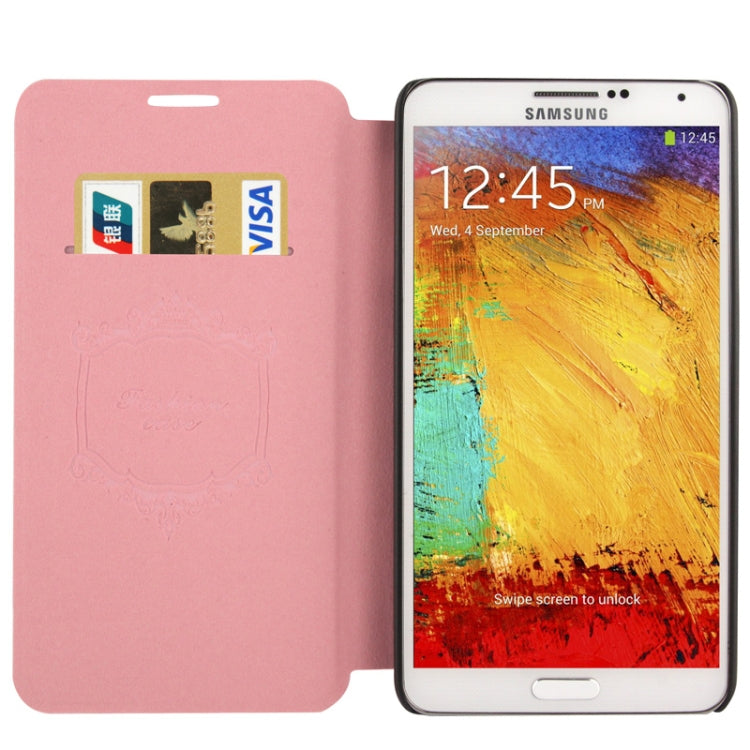 Oracle Texture Embossing Pattern Leather Case with Credit Card Slots & Butterfly Holder for Galaxy Note III / N9000