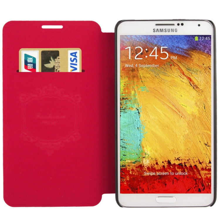 Oracle Texture Embossing Pattern Leather Case with Credit Card Slots & Butterfly Holder for Galaxy Note III / N9000