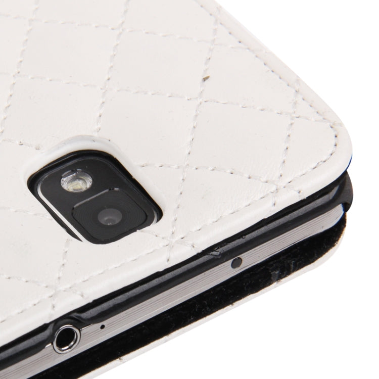 Plaid Texture Diamond Encrusted Flower Button Soft Leather Case with Credit Card Slot & Lanyard for Galaxy Note III / N9000