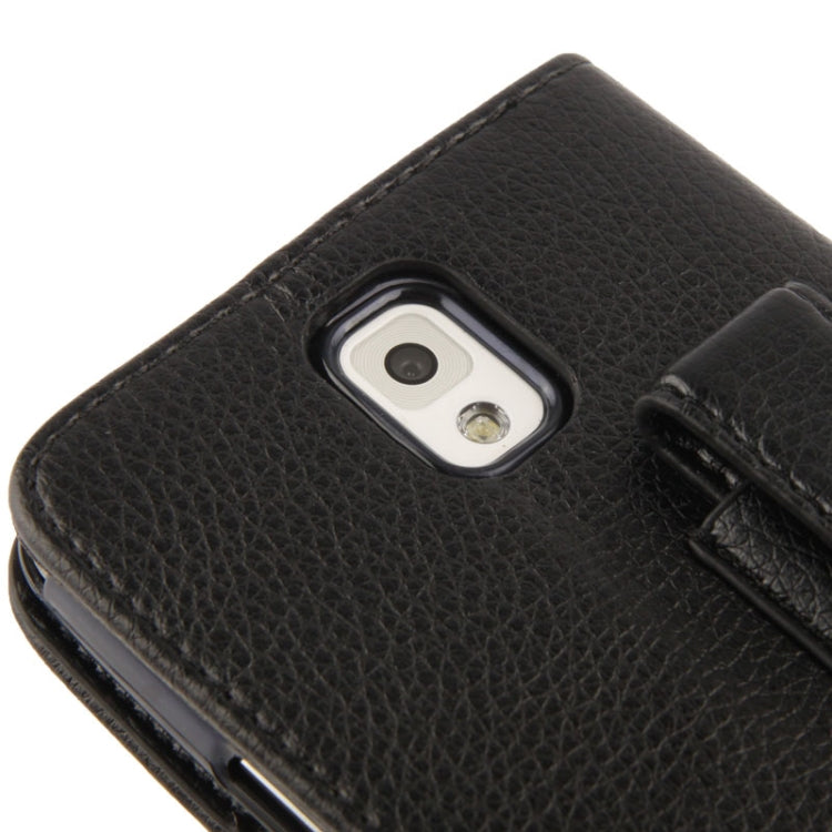 Litchi Texture Leather Case with Credit Card Slots & Holder & Belt Clip for Galaxy Note III / N9000 (Black)