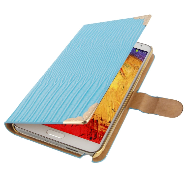 High Quality Lizard Texture Diamond Encrusted Button Horizontal Flip Leather Case with Credit Card Slots for Galaxy  Note III / N9000