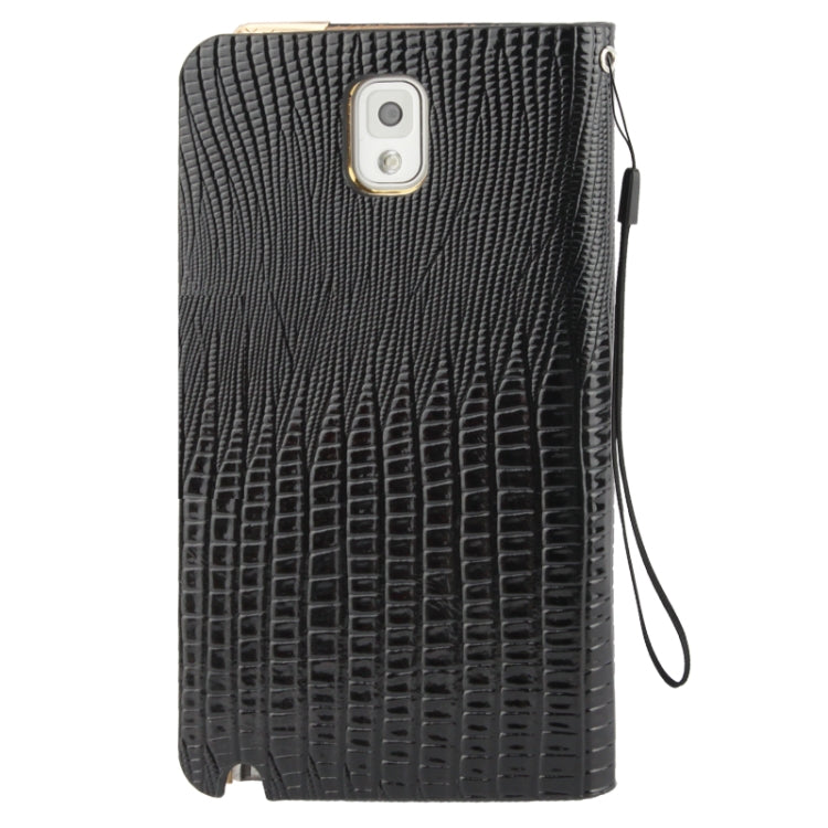 High Quality Lizard Texture Diamond Encrusted Button Horizontal Flip Leather Case with Credit Card Slots for Galaxy  Note III / N9000