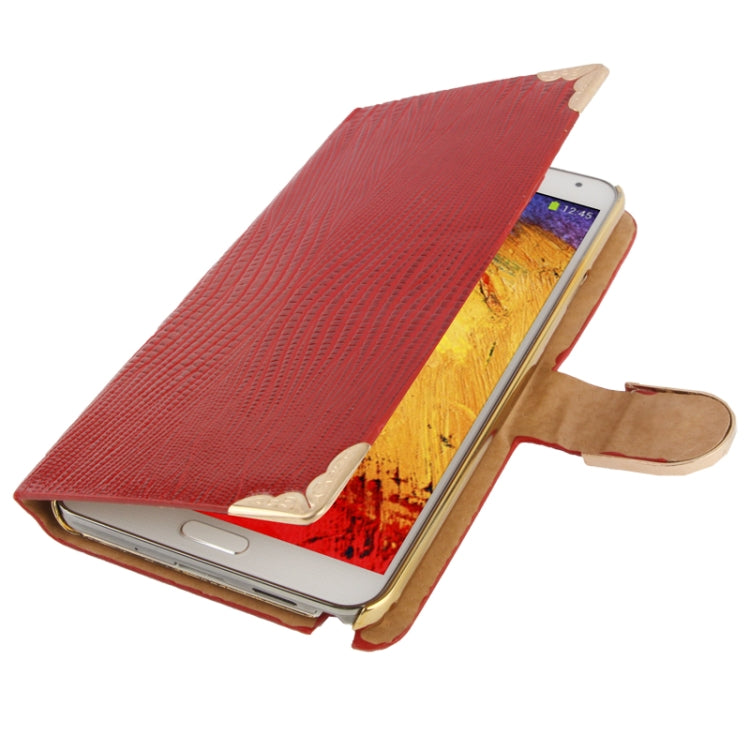 High Quality Lizard Texture Diamond Encrusted Button Horizontal Flip Leather Case with Credit Card Slots for Galaxy  Note III / N9000