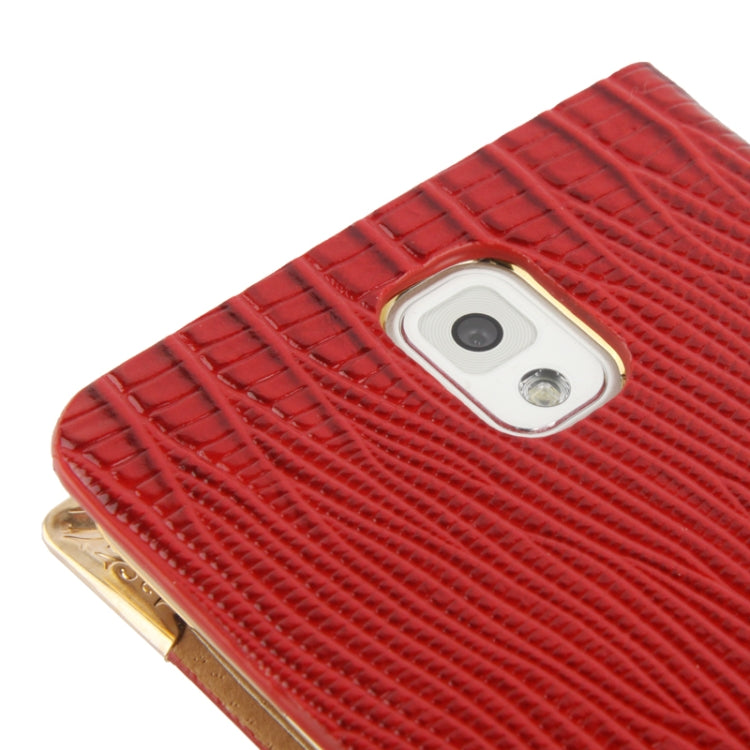 High Quality Lizard Texture Diamond Encrusted Button Horizontal Flip Leather Case with Credit Card Slots for Galaxy  Note III / N9000