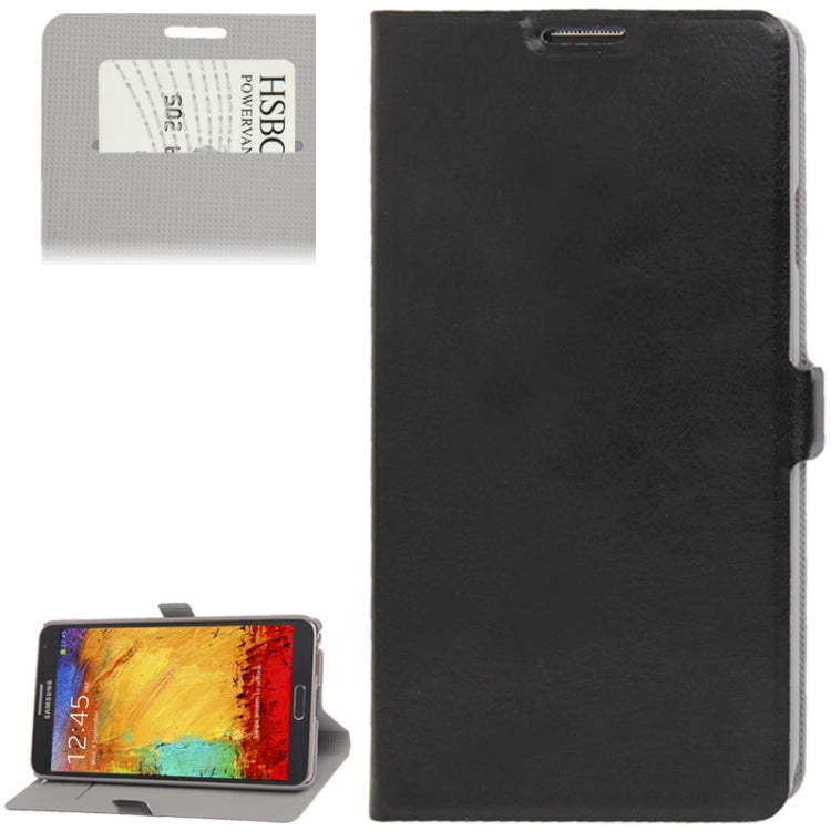 Crazy Horse Texture Leather Case with Credit Card Slot & Holder for Galaxy Note III / N9000 (Black)