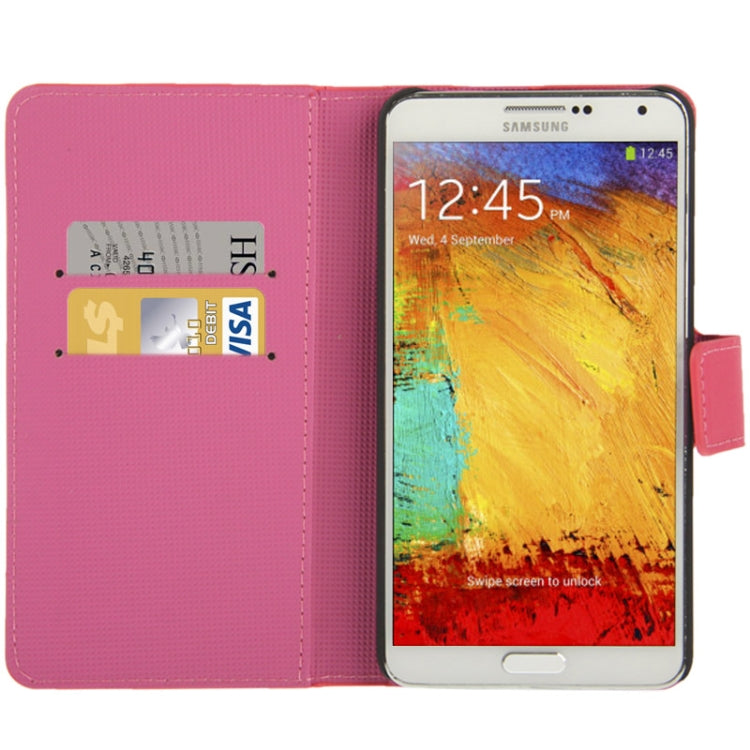 Butterfly Pattern Leather Case with Credit Card Slots & Holder for Galaxy Note III / N9000