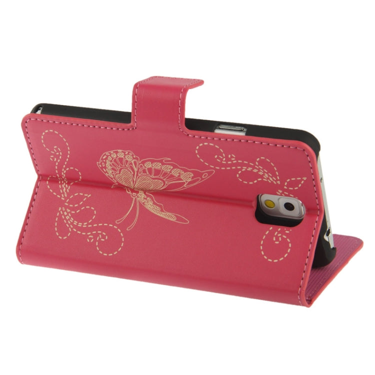 Butterfly Pattern Leather Case with Credit Card Slots & Holder for Galaxy Note III / N9000