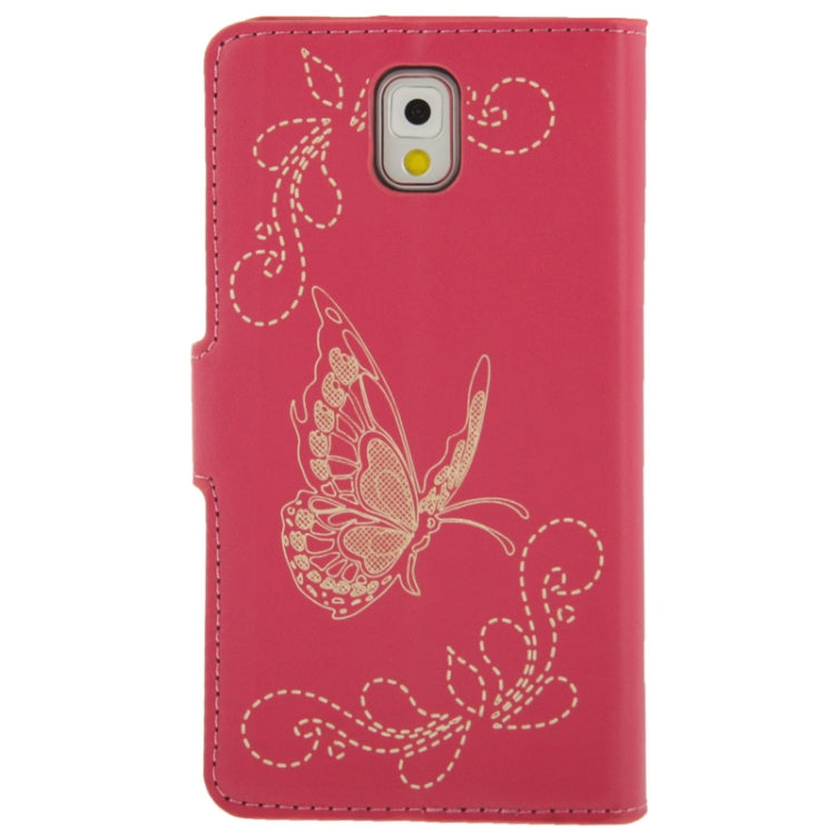 Butterfly Pattern Leather Case with Credit Card Slots & Holder for Galaxy Note III / N9000