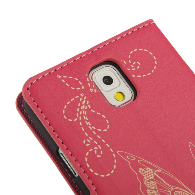 Butterfly Pattern Leather Case with Credit Card Slots & Holder for Galaxy Note III / N9000