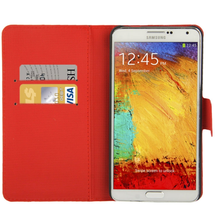 Butterfly Pattern Leather Case with Credit Card Slots & Holder for Galaxy Note III / N9000
