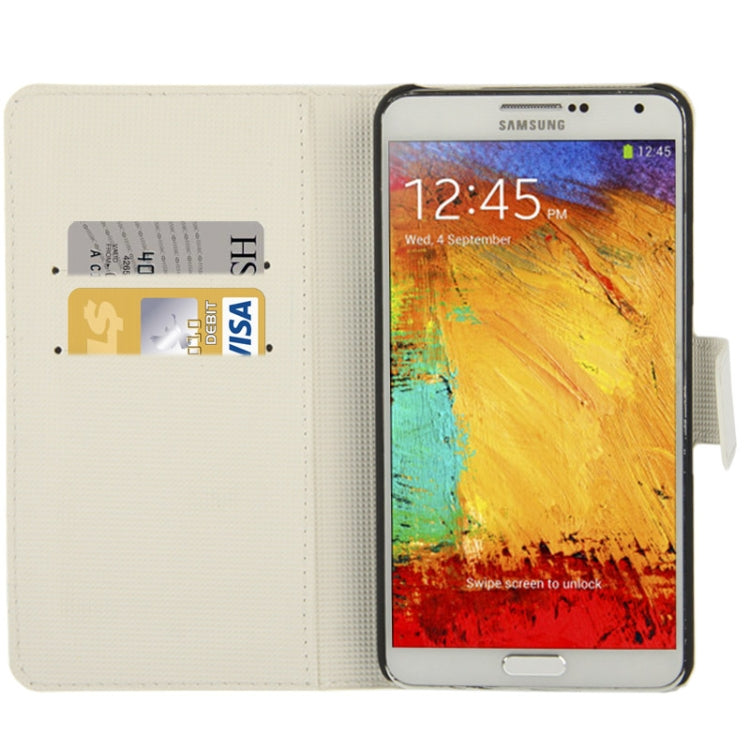 Butterfly Pattern Leather Case with Credit Card Slots & Holder for Galaxy Note III / N9000