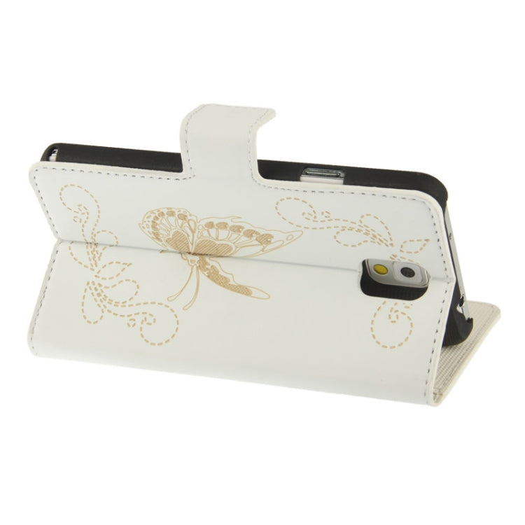 Butterfly Pattern Leather Case with Credit Card Slots & Holder for Galaxy Note III / N9000