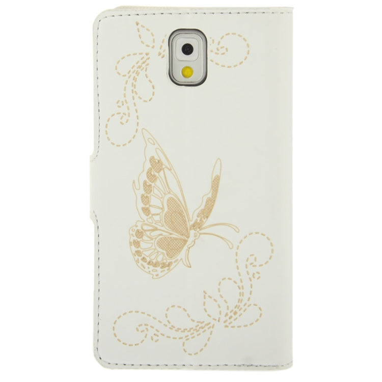 Butterfly Pattern Leather Case with Credit Card Slots & Holder for Galaxy Note III / N9000