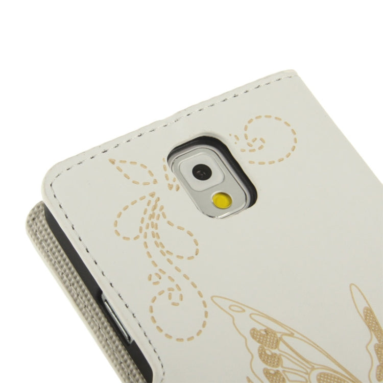 Butterfly Pattern Leather Case with Credit Card Slots & Holder for Galaxy Note III / N9000