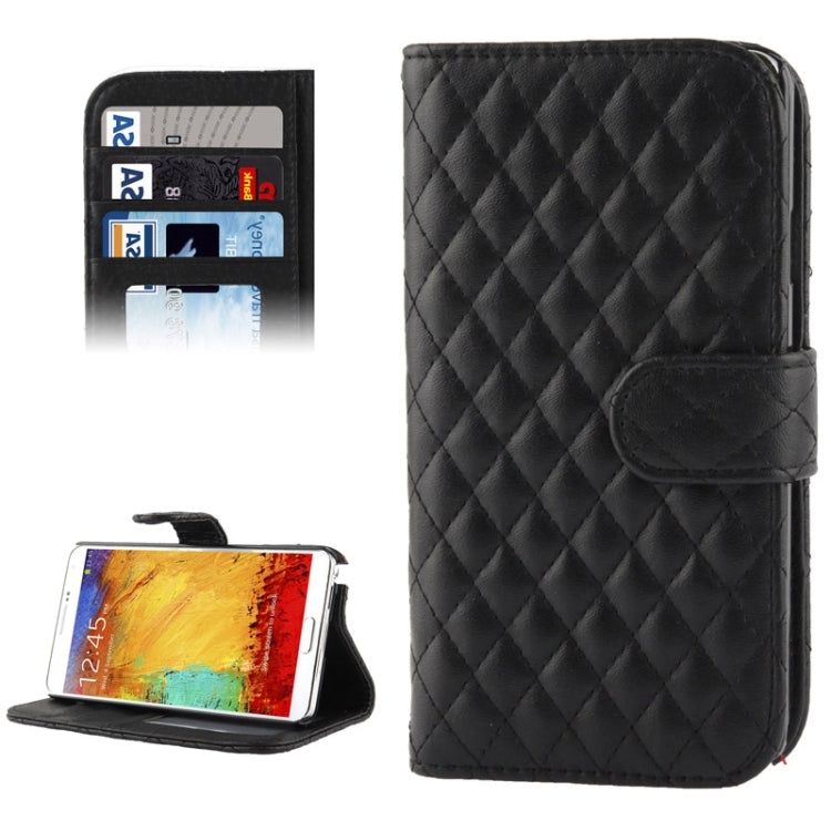 Plaid Texture Leather Case with Credit Card Slot & Holder for Galaxy Note III / N9000