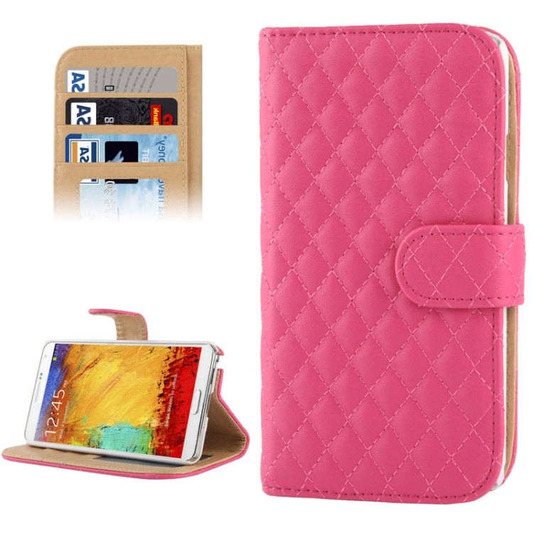 Plaid Texture Leather Case with Credit Card Slot & Holder for Galaxy Note III / N9000