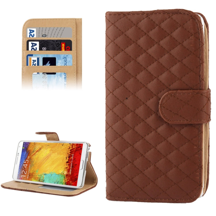Plaid Texture Leather Case with Credit Card Slot & Holder for Galaxy Note III / N9000