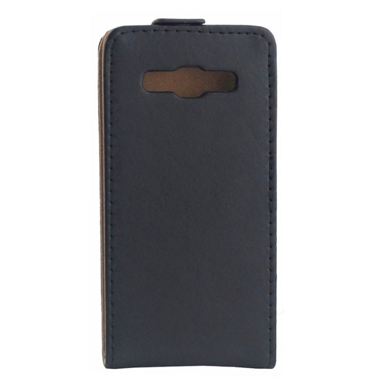 Vertical Flip Magnetic Button Leather Case for Galaxy A3 / A300(Black)