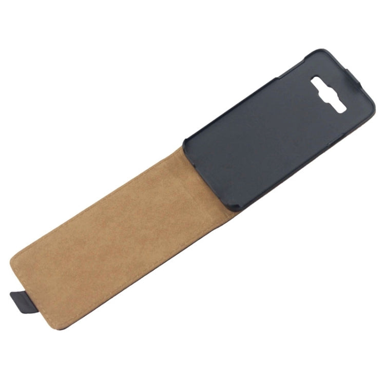 Vertical Flip Magnetic Button Leather Case for Galaxy A3 / A300(Black)