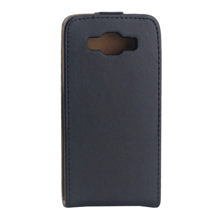 Vertical Flip Magnetic Button Leather Case for Galaxy A5 / A500(Black)