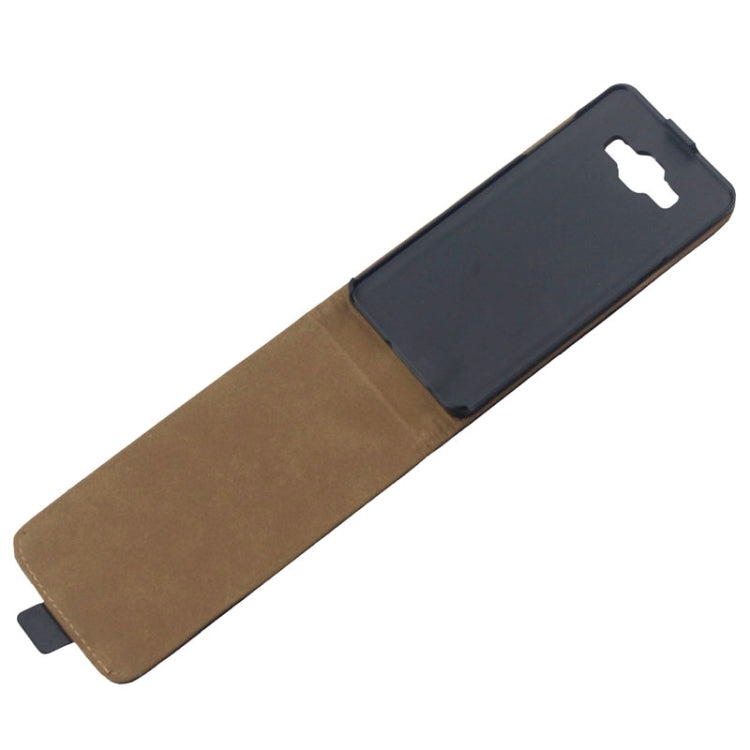 Vertical Flip Magnetic Button Leather Case for Galaxy A5 / A500(Black)