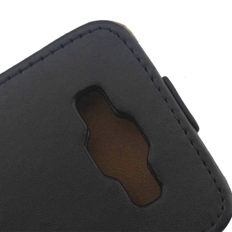 Vertical Flip Magnetic Button Leather Case for Galaxy A5 / A500(Black)