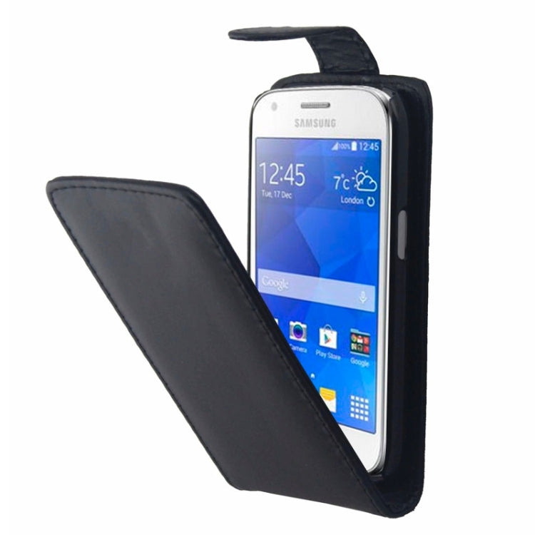Vertical Flip Magnetic Button PU Leather Case for Galaxy Ace Style LTE / G357F(Black)