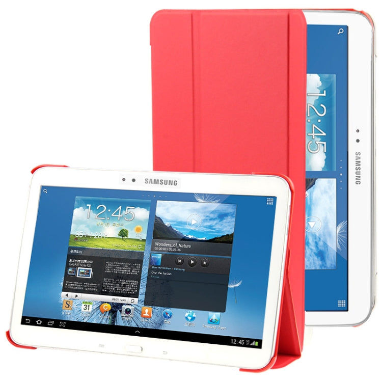 3-folding Litchi Texture Flip Leather Case with Holder for Galaxy Tab 4 10.1 / T530(Red)