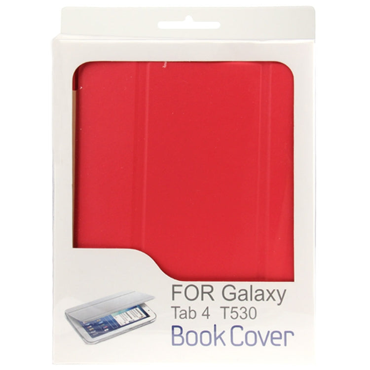 3-folding Litchi Texture Flip Leather Case with Holder for Galaxy Tab 4 10.1 / T530(Red)