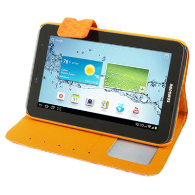 Mesh Texture Flip Leather Case with Credit Card Slots & Holder for Samsung Tab 2 / P3100 / P6200