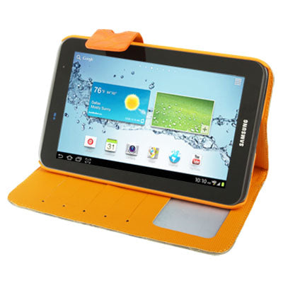Mesh Texture Flip Leather Case with Credit Card Slots & Holder for Samsung Tab 2 / P3100 / P6200