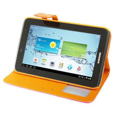 Mesh Texture Flip Leather Case with Credit Card Slots & Holder for Samsung Tab 2 / P3100 / P6200