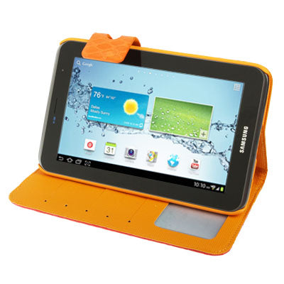 Mesh Texture Flip Leather Case with Credit Card Slots & Holder for Samsung Tab 2 / P3100 / P6200