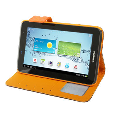 Mesh Texture Flip Leather Case with Credit Card Slots & Holder for Samsung Tab 2 / P3100 / P6200
