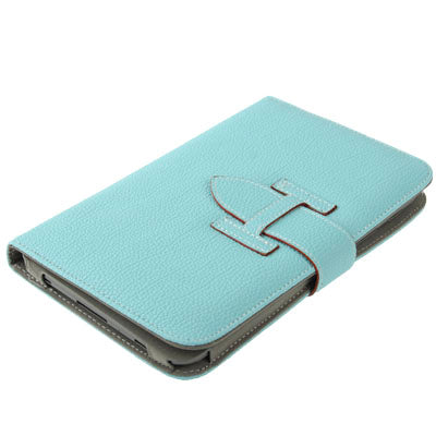 Lichi Texture Flip Leather Case with  Credit Card Slots / Holder / Elastic Hand Strap for Samsung Tab 2 / P3100 / P6200