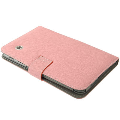 Lichi Texture Flip Leather Case with  Credit Card Slots / Holder / Elastic Hand Strap for Samsung Tab 2 / P3100 / P6200