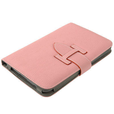 Lichi Texture Flip Leather Case with  Credit Card Slots / Holder / Elastic Hand Strap for Samsung Tab 2 / P3100 / P6200