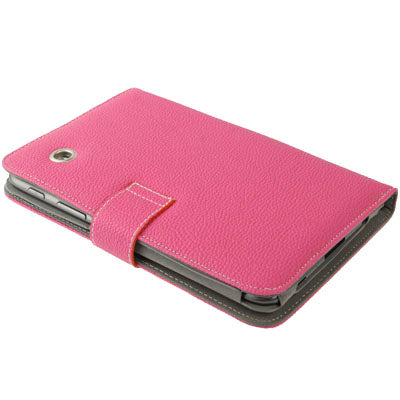 Lichi Texture Flip Leather Case with  Credit Card Slots / Holder / Elastic Hand Strap for Samsung Tab 2 / P3100 / P6200