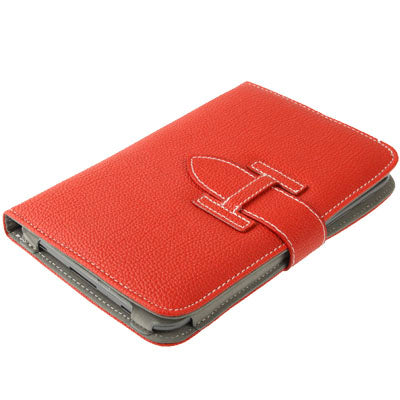 Lichi Texture Flip Leather Case with  Credit Card Slots / Holder / Elastic Hand Strap for Samsung Tab 2 / P3100 / P6200