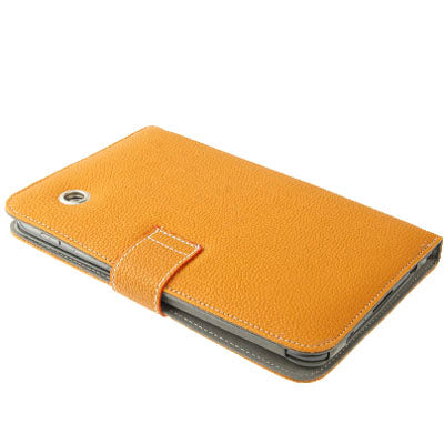 Lichi Texture Flip Leather Case with  Credit Card Slots / Holder / Elastic Hand Strap for Samsung Tab 2 / P3100 / P6200
