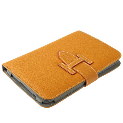 Lichi Texture Flip Leather Case with  Credit Card Slots / Holder / Elastic Hand Strap for Samsung Tab 2 / P3100 / P6200