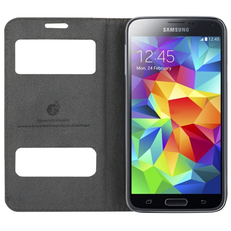 Litchi Texture Genuine Leather Case with Call Display ID & Holder for Galaxy S5 / G900