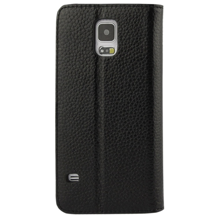 Litchi Texture Genuine Leather Case with Call Display ID & Holder for Galaxy S5 / G900