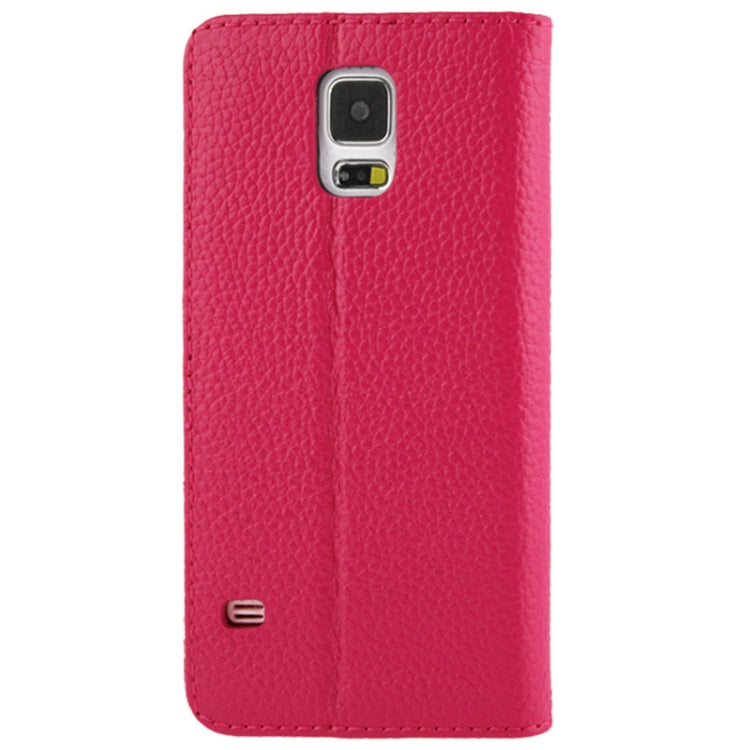 Litchi Texture Genuine Leather Case with Call Display ID & Holder for Galaxy S5 / G900